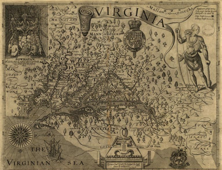 map of Virginia from the 1600s